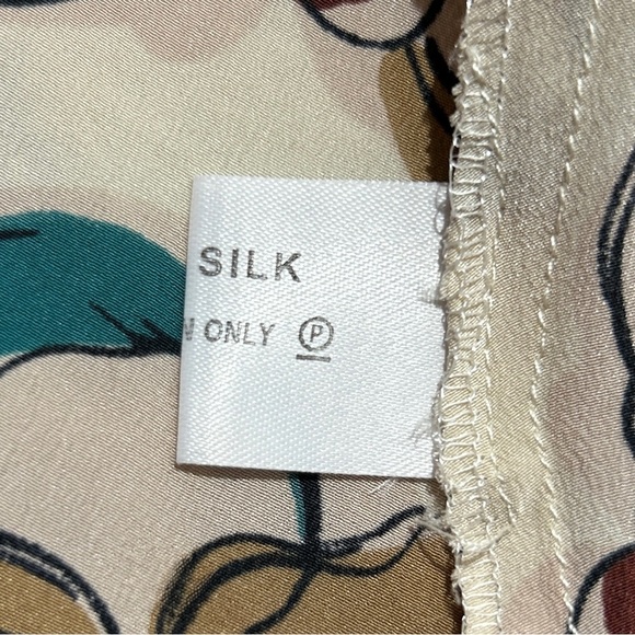 Vtg SARA BERMAN Silk Floral Chiffon Wrap Dress sz S Brown Blue Abalone Buttons - Picture 13 of 13